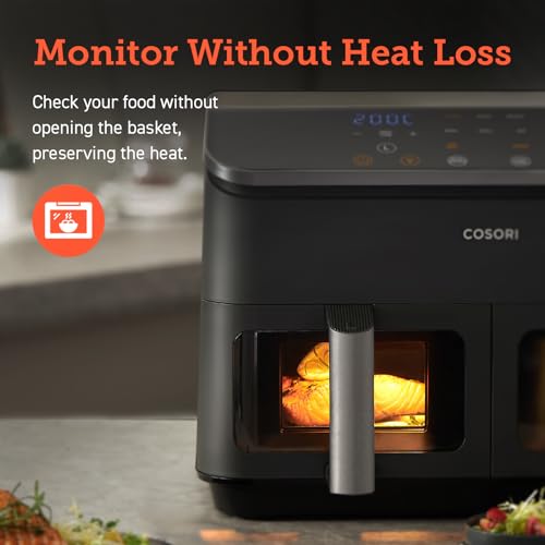 COSORI Dual Air Fryer โ 8.5L Family Size, 8-in-1 Cooking, Non-Stick, Black