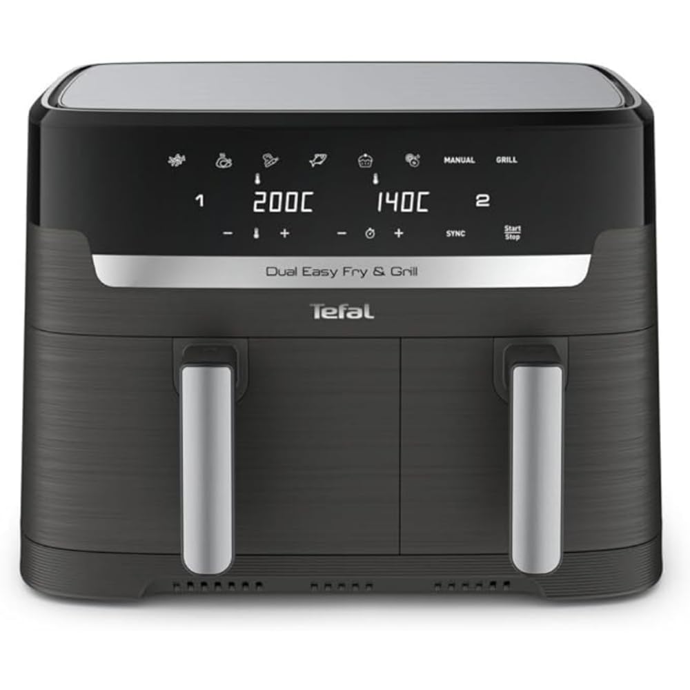 Tefal Easy Fry Dual Zone Air Fryer – 8.3L, 2 Drawers, 8-in-1 Functions, Grey
