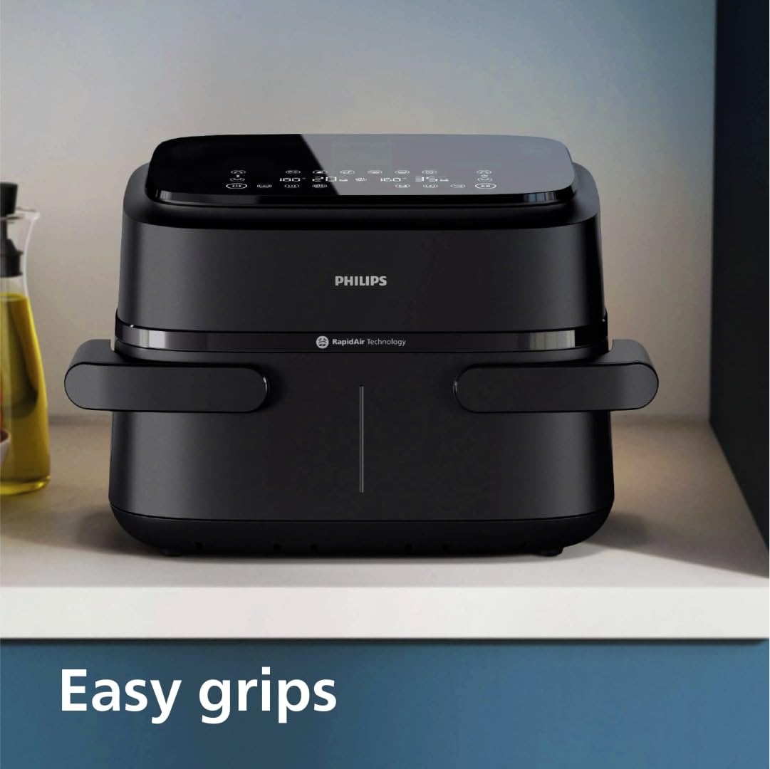 Philips Dual Basket Airfryer 1000 Series – 7.1L, 10 Functions, RapidAir, Black