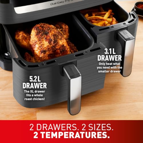 Tefal Easy Fry Dual Zone Air Fryer – 8.3L, 2 Drawers, 8-in-1 Functions, Grey