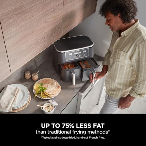 Ninja Foodi MAX Dual Zone Air Fryer – 9.5L, 2 Drawers, 6-in-1 Cooking, Black