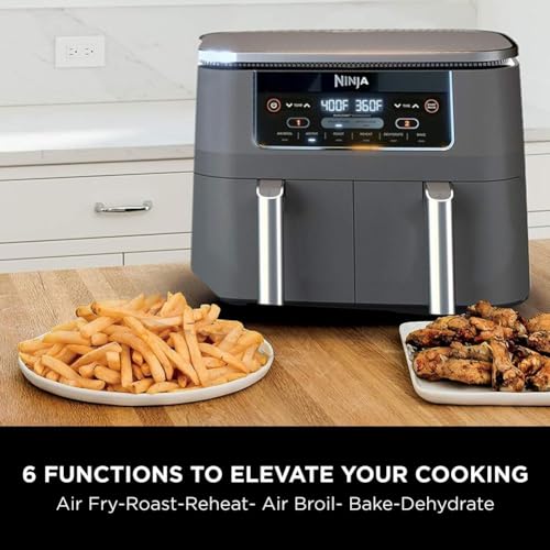 Ninja Foodi DualZone 2-Basket Air Fryer, 8-Quart XL Capacity, 6-in-1 Functions