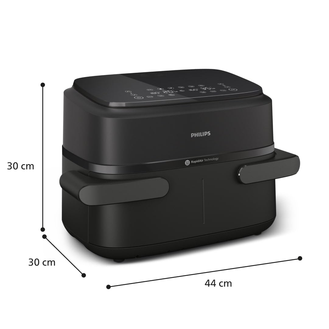 Philips Dual Basket Airfryer 1000 Series – 7.1L, 10 Functions, RapidAir, Black