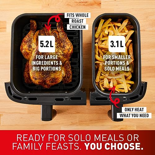 Tefal Easy Fry Dual Zone Air Fryer – 8.3L, 2 Drawers, 8-in-1 Functions, Grey