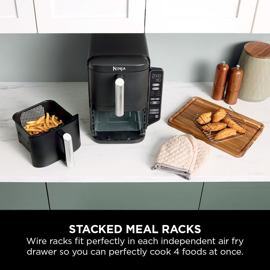 Ninja Double Stack Air Fryer – 7.6L, Vertical Dual Drawer, 6 Functions, Black
