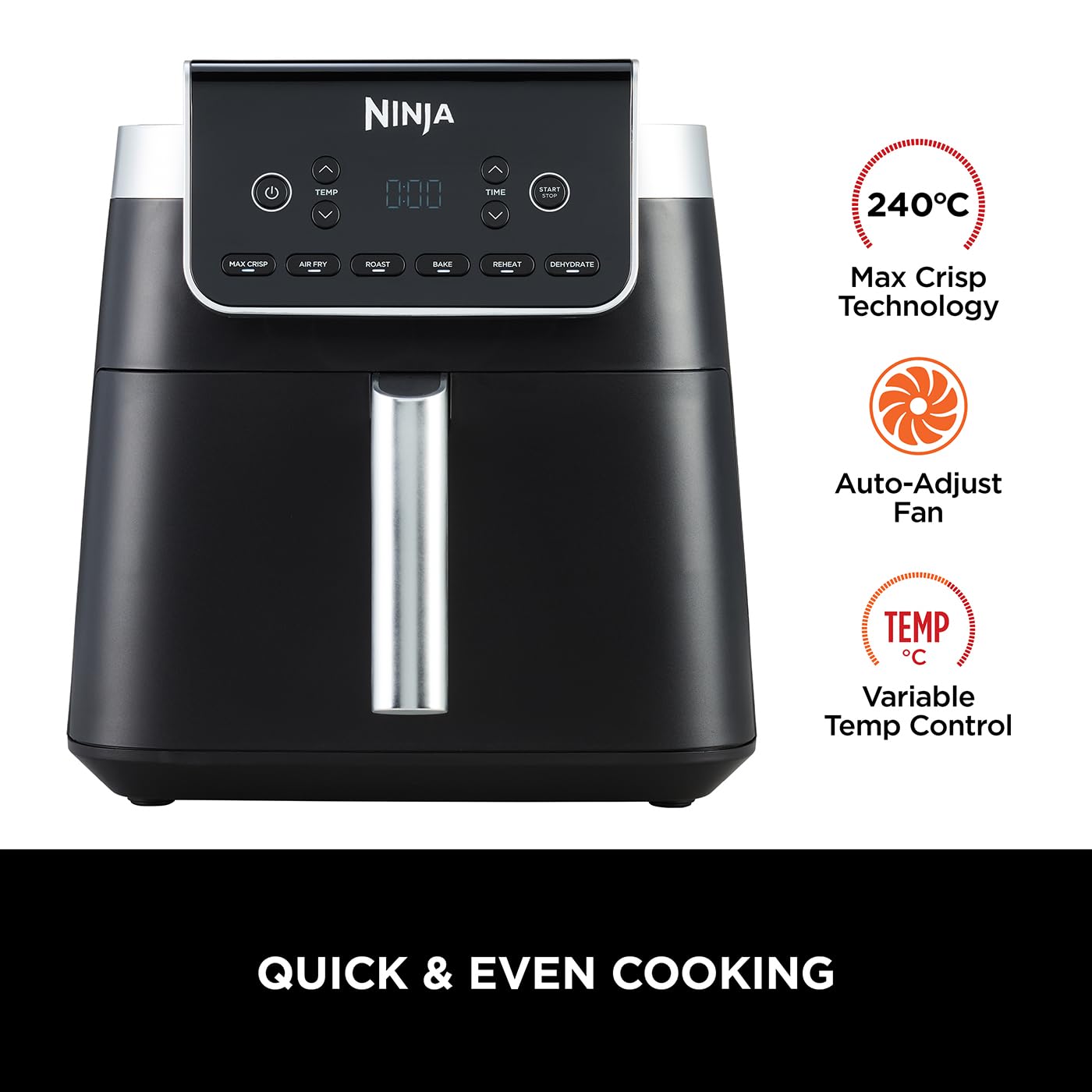Ninja MAX PRO 6.2L Air Fryer – Digital Single Drawer, Roast, Bake & Reheat