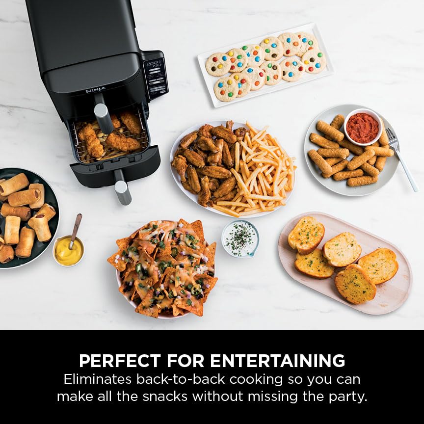 Ninja Double Stack Air Fryer – 7.6L, Vertical Dual Drawer, 6 Functions, Black