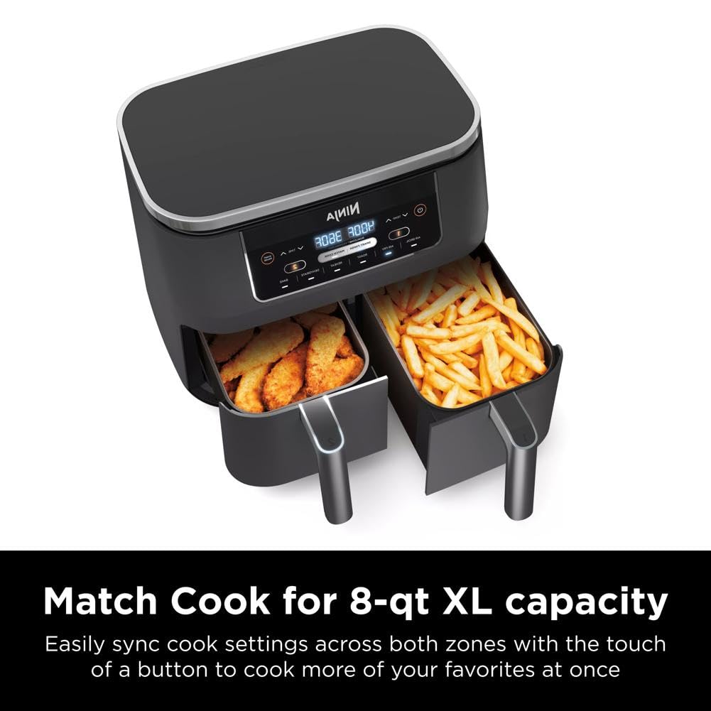 Ninja Foodi DualZone 2-Basket Air Fryer, 8-Quart XL Capacity, 6-in-1 Functions