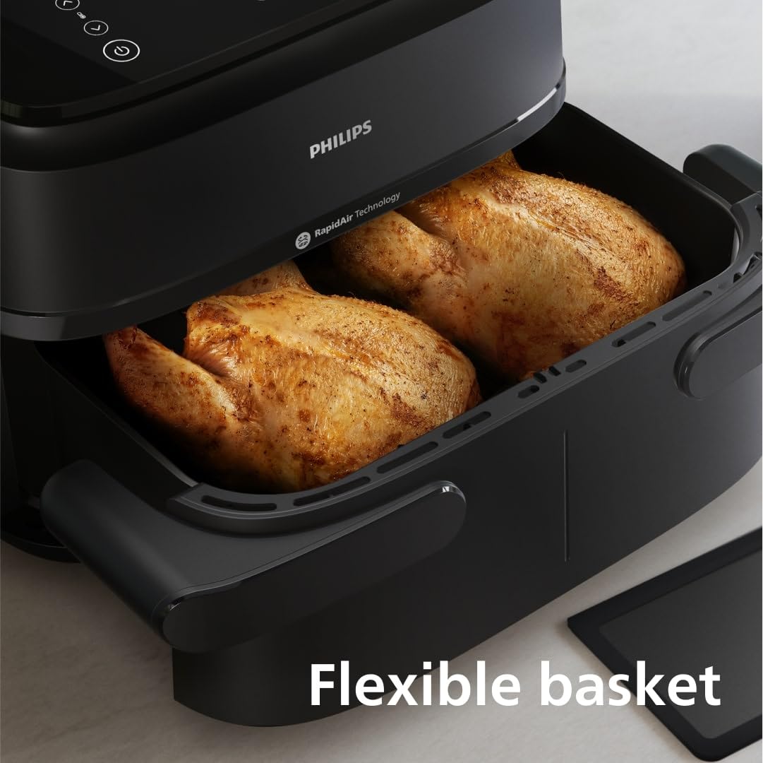 Philips Dual Basket Airfryer 1000 Series – 7.1L, 10 Functions, RapidAir, Black