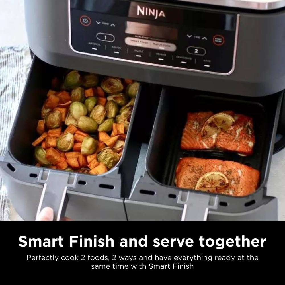 Ninja Foodi DualZone 2-Basket Air Fryer, 8-Quart XL Capacity, 6-in-1 Functions