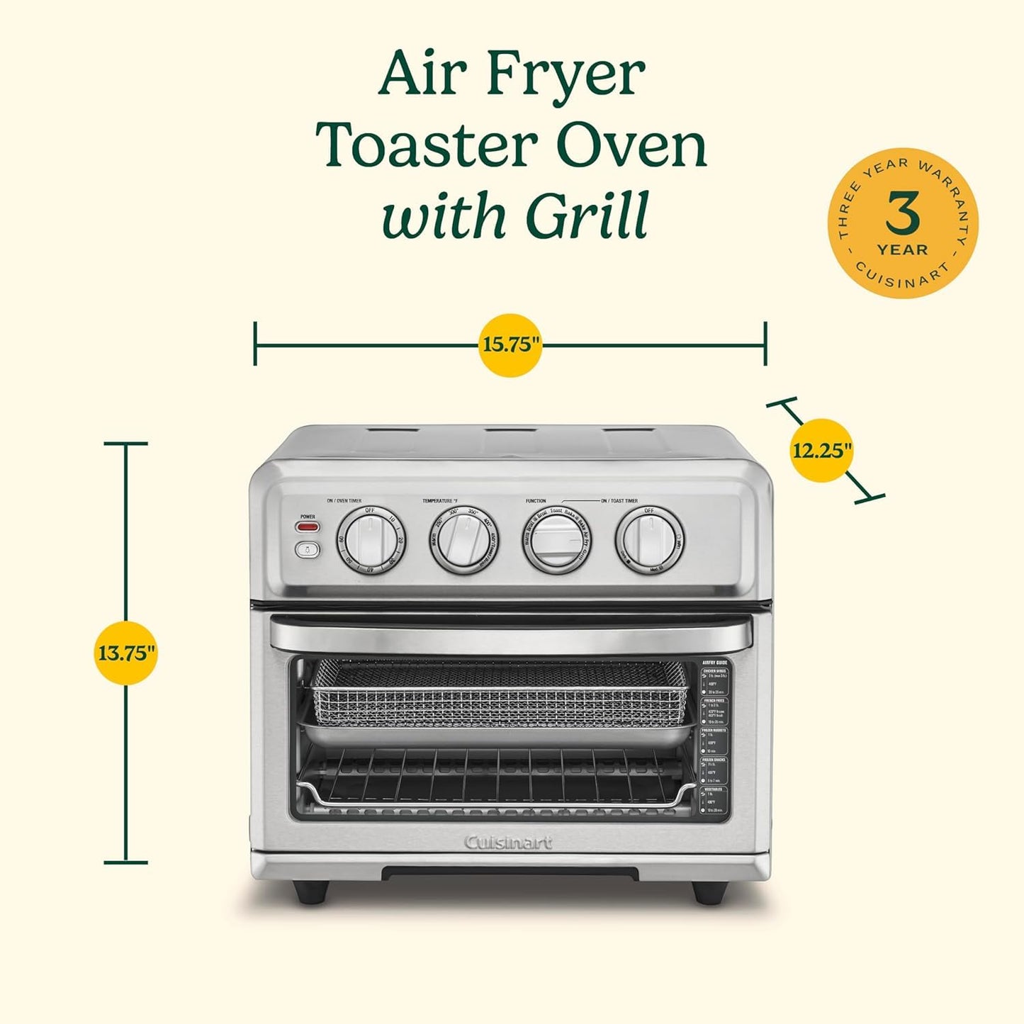 Cuisinart 8-in-1 Air Fryer Toaster Oven with Grill, Stainless Steel