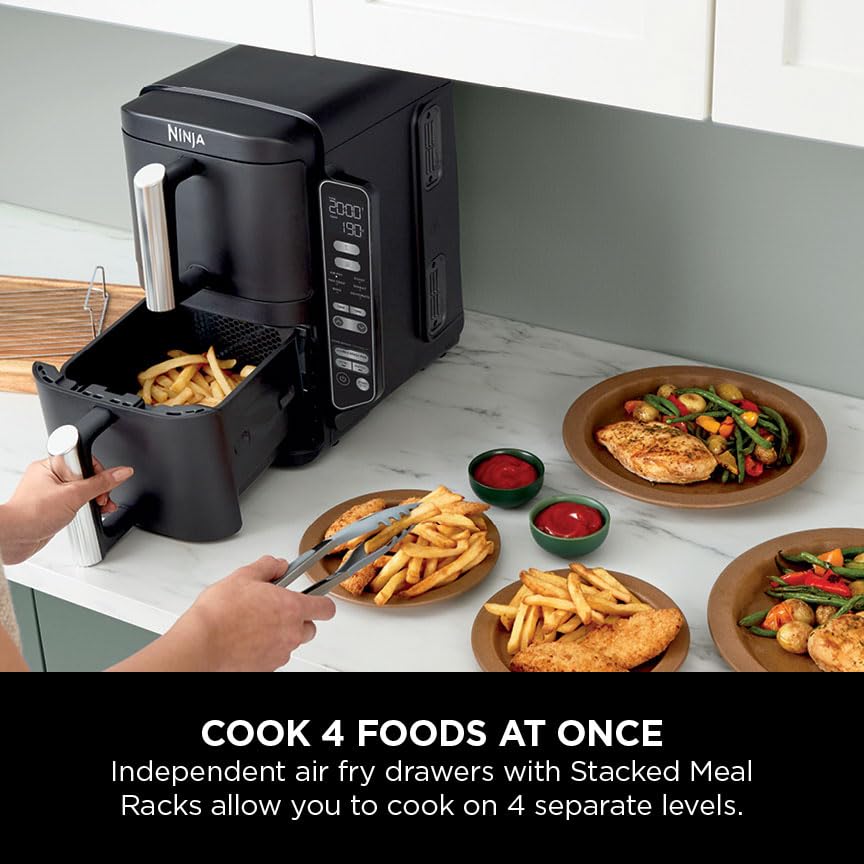 Ninja Double Stack Air Fryer – 7.6L, Vertical Dual Drawer, 6 Functions, Black