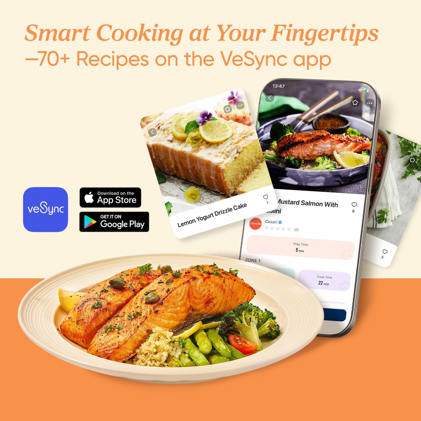 COSORI Dual Air Fryer 10L โ Single & Double Zone, 8-in-1 Cooking, Smart Control