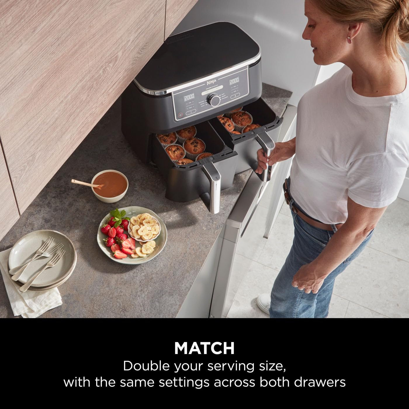 Ninja Foodi MAX Dual Zone Air Fryer – 9.5L, 2 Drawers, 6-in-1 Cooking, Black