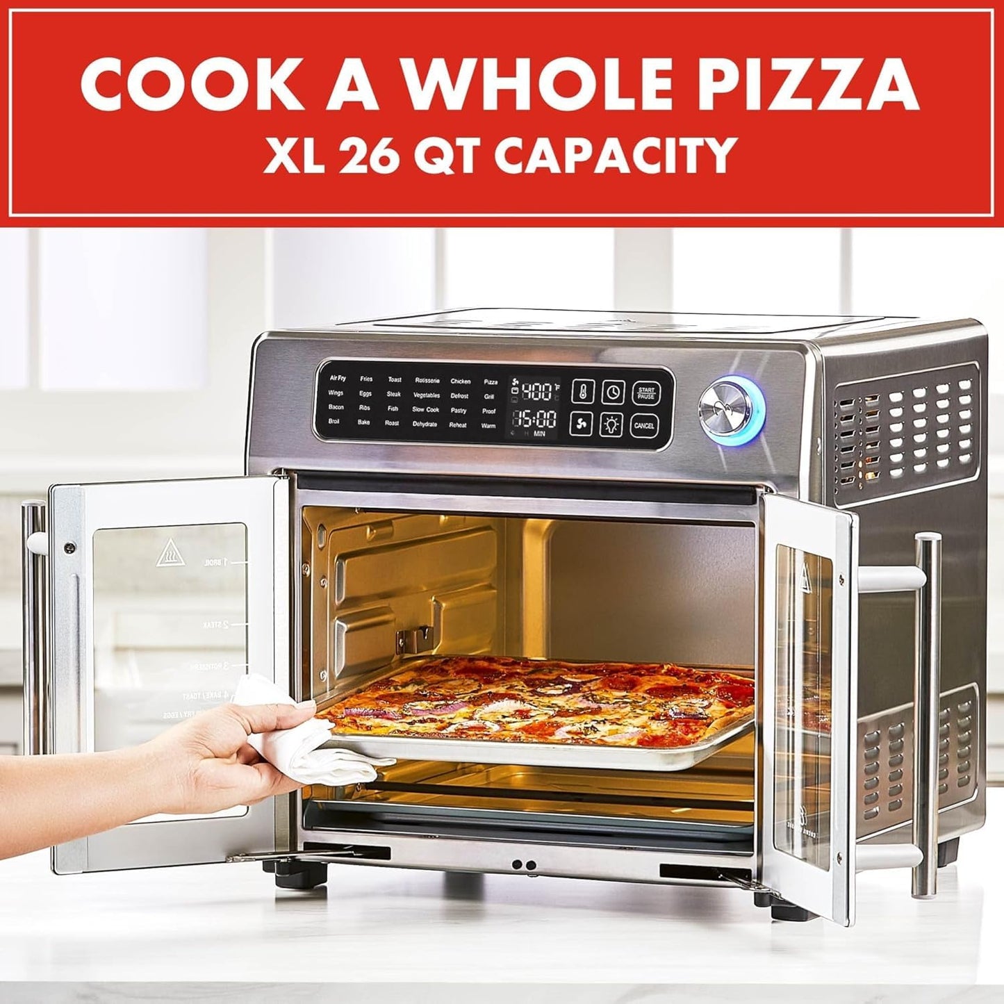 Emeril Lagasse 26-Quart French Door Air Fryer Toaster Oven with 24 Cooking Functions