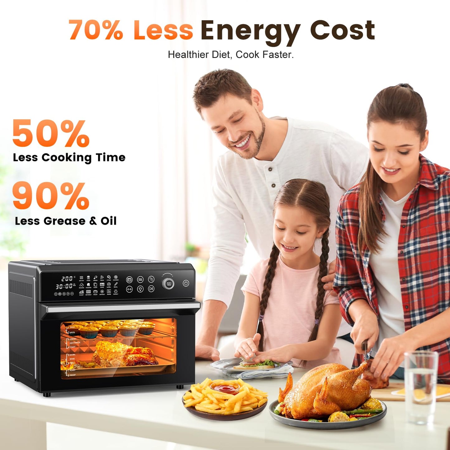 30L Air Fryer Oven – 18-in-1 Presets, Dual Cook, LED Touch Control, 1800W