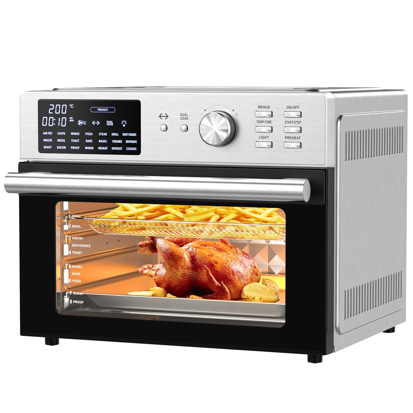 30L Air Fryer Oven – Rotisserie, 21 Presets, Digital Display, Double Glass Door