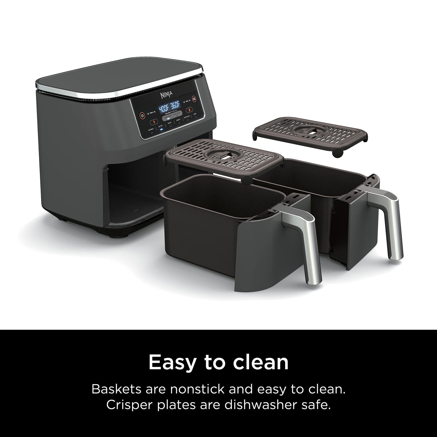 Ninja Foodi DualZone 2-Basket Air Fryer, 8-Quart XL Capacity, 6-in-1 Functions