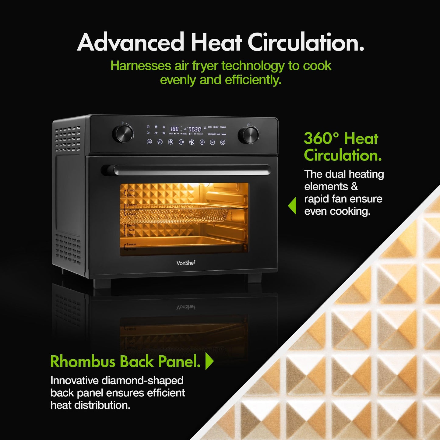 VonShef 28L Air Fryer Oven – Digital Countertop Convection with Rotisserie