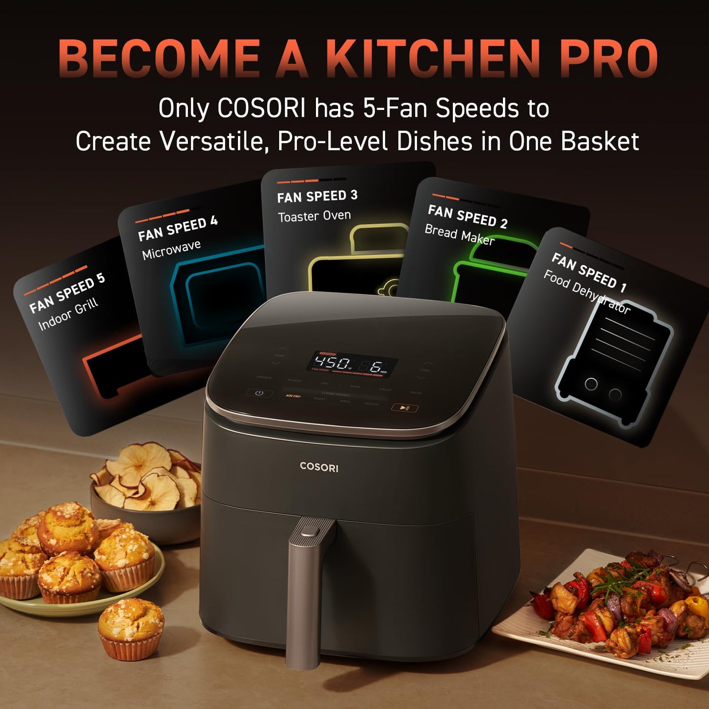 COSORI TurboBlaze 6L Air Fryer ā Compact Design, 9 Functions, Energy Saving