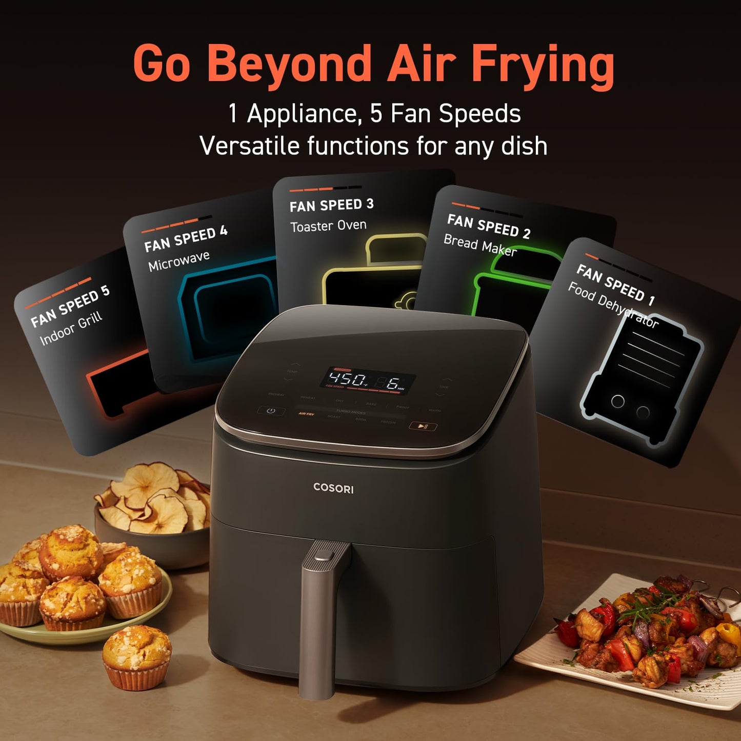COSORI TurboBlaze 6-Quart Air Fryer, 9-in-1 Compact Large Capacity with Turbo Mode & Precise Temperature Control