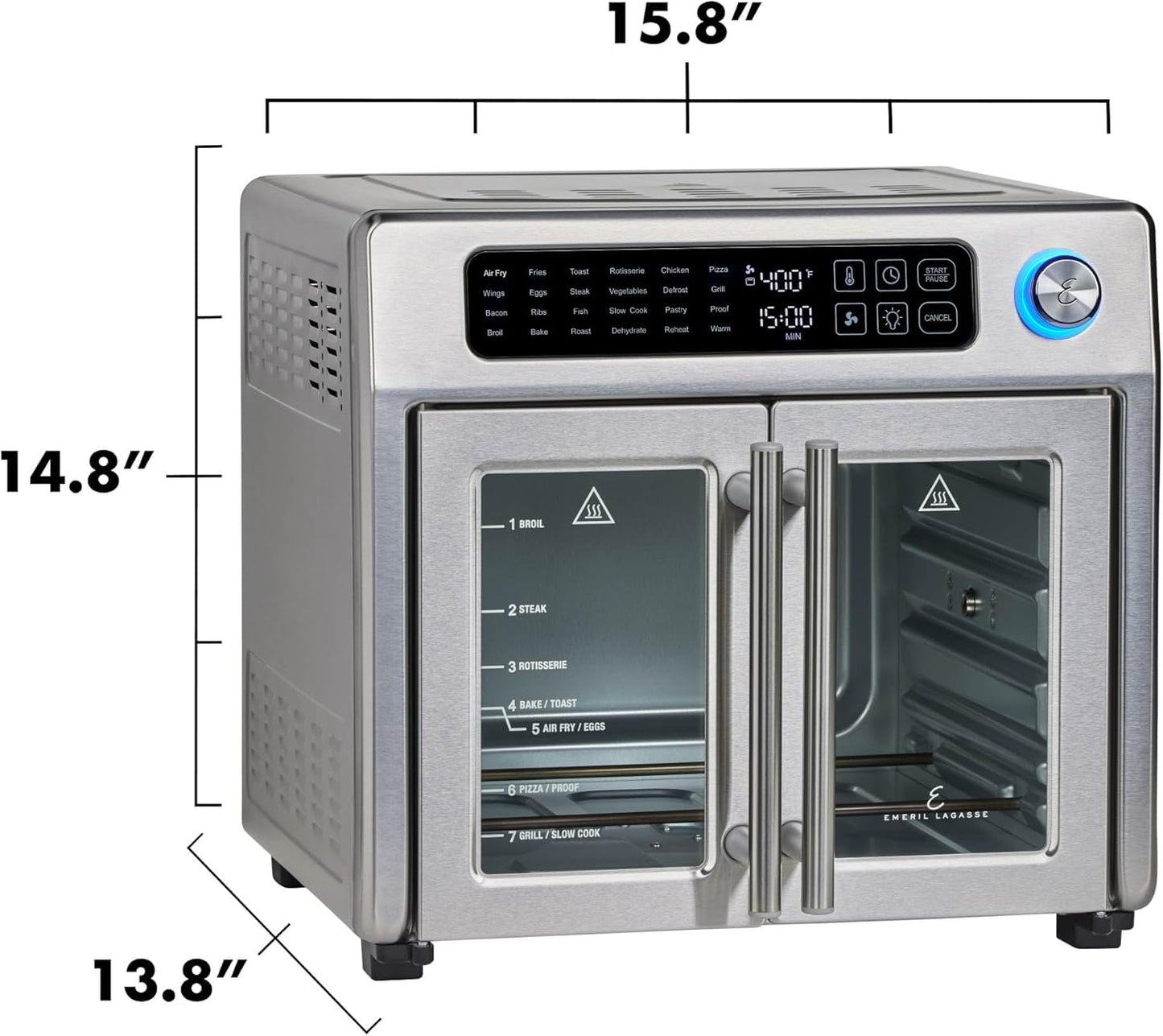 Emeril Lagasse 26-Quart French Door Air Fryer Toaster Oven with 24 Cooking Functions