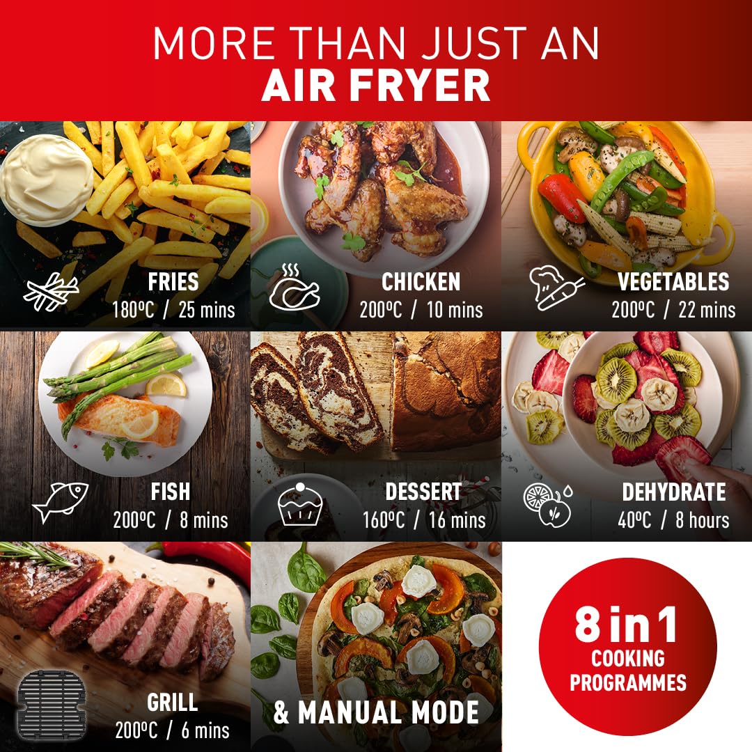 Tefal Easy Fry Dual Zone Air Fryer – 8.3L, 2 Drawers, 8-in-1 Cooking, Grey