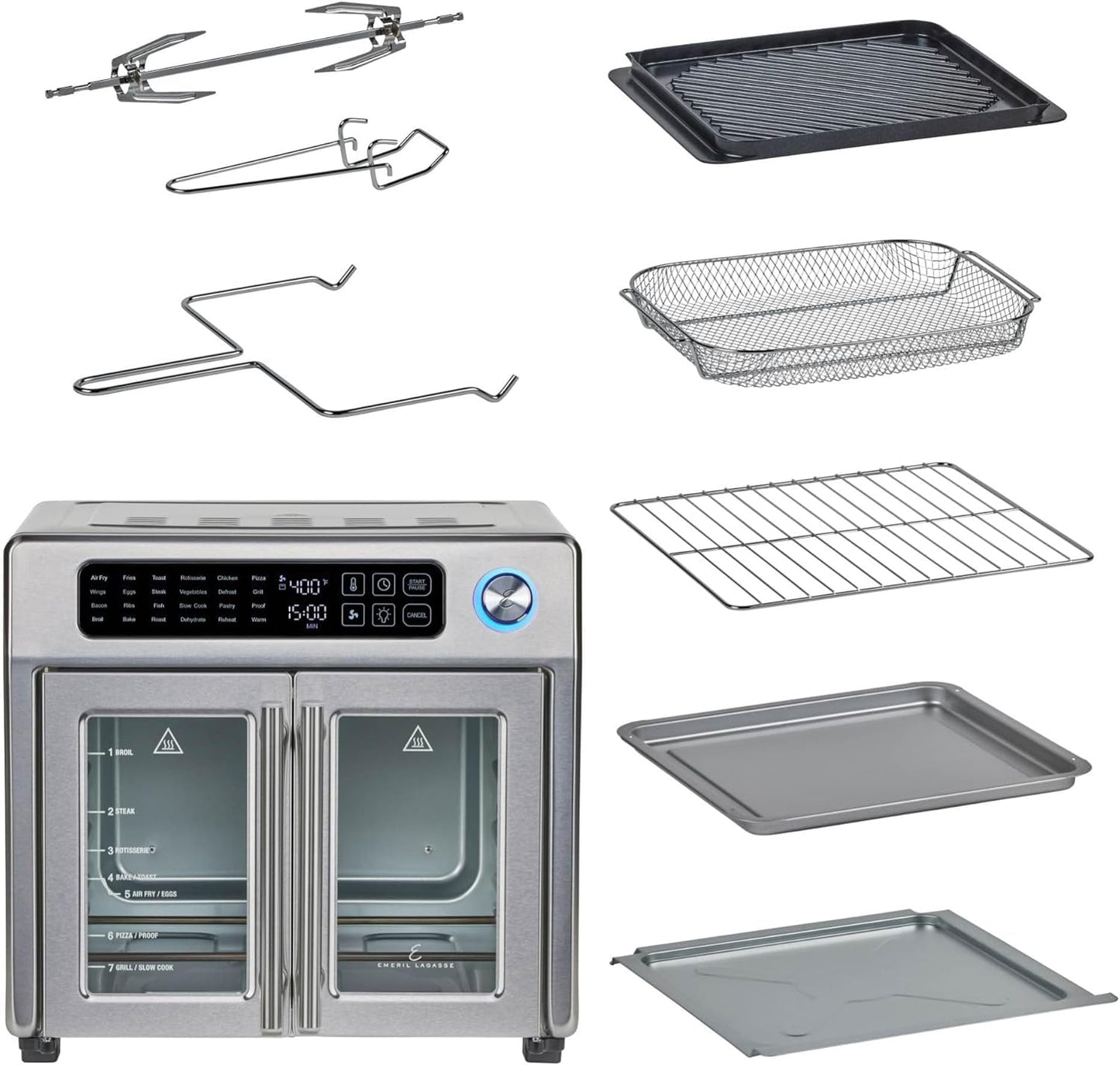 Emeril Lagasse 26-Quart French Door Air Fryer Toaster Oven with 24 Cooking Functions