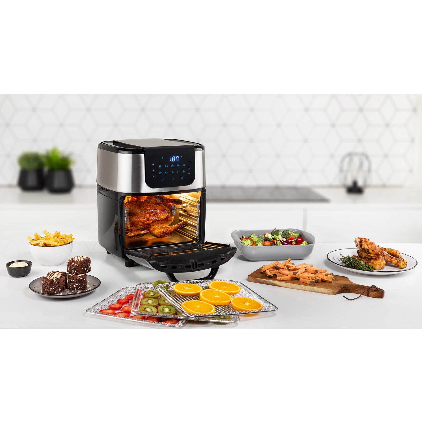 Princess 2-in-1 Air Fryer Oven DeLuxe 11L – Rotating Basket & Spit, 10 Programs