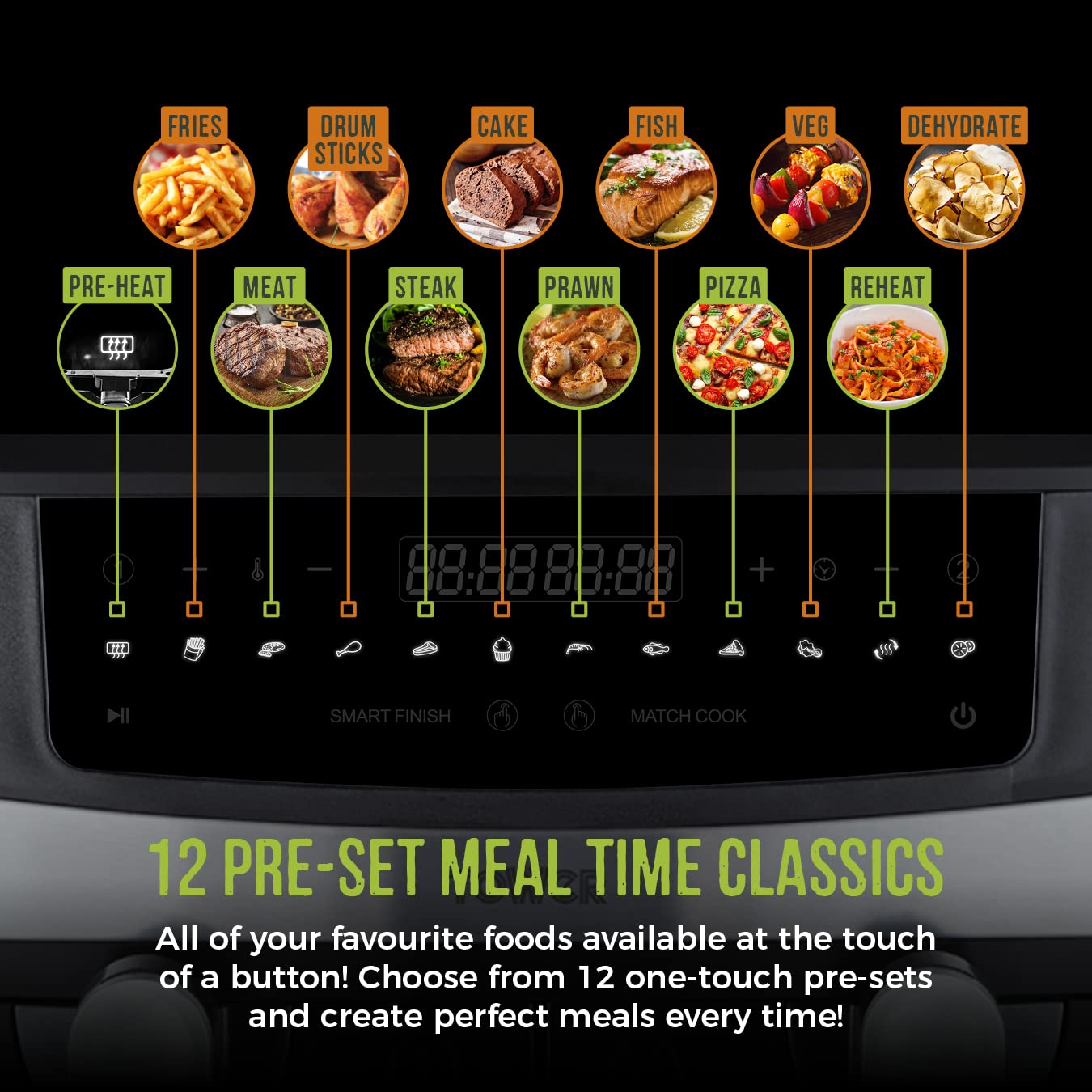 Tower Vortx Dual Basket Air Fryer – 9L, Smart Finish, 2600W, Black
