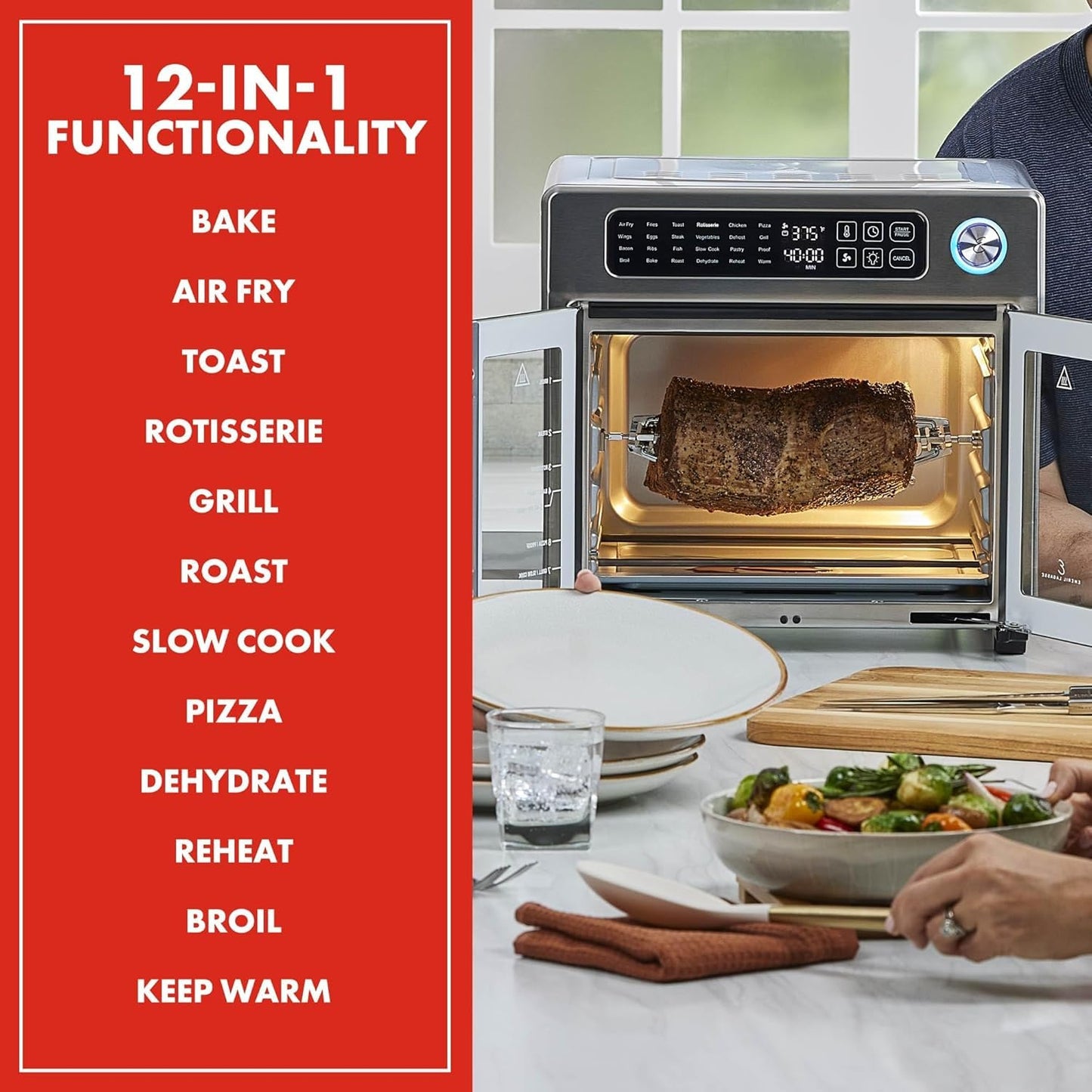 Emeril Lagasse 26-Quart French Door Air Fryer Toaster Oven with 24 Cooking Functions