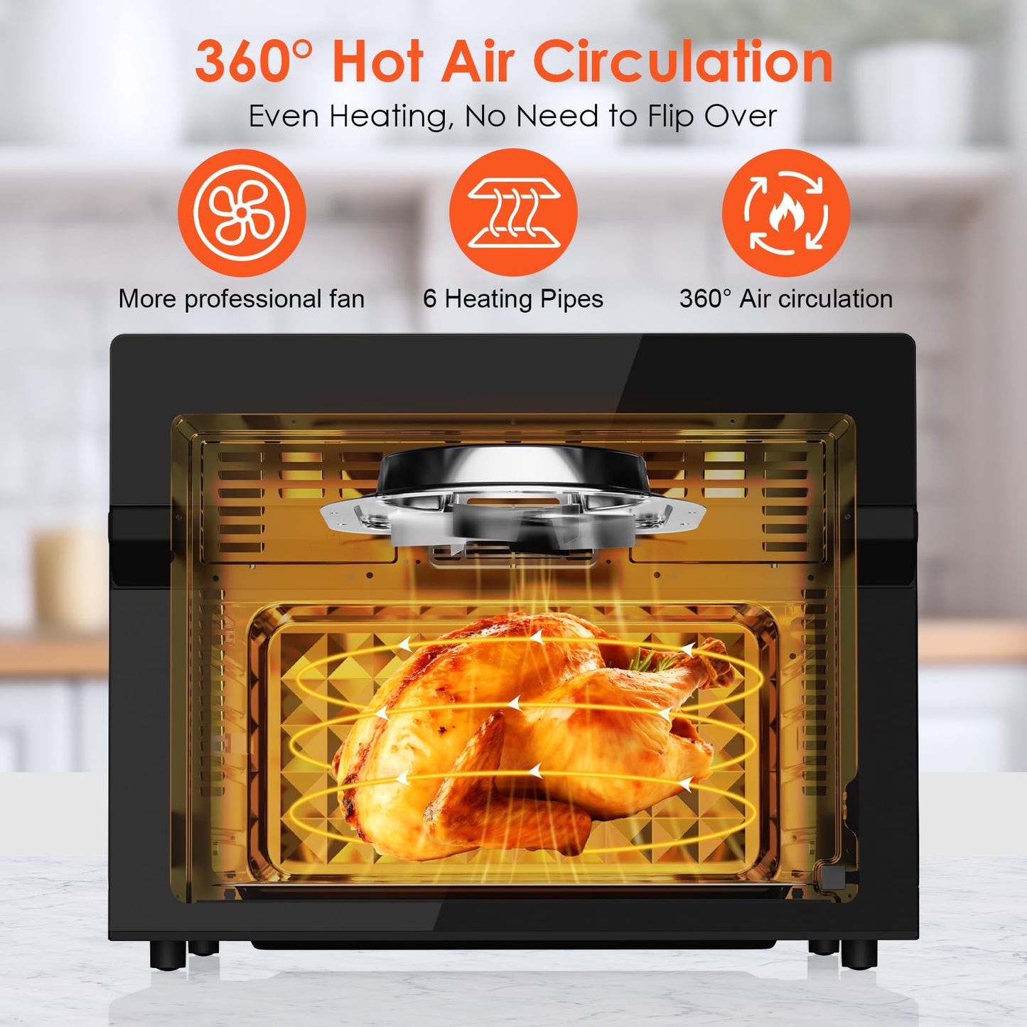 LLIVEKIT 30L Air Fryer Oven – Rotisserie, 20 Programs, LED Touch, Stainless Steel