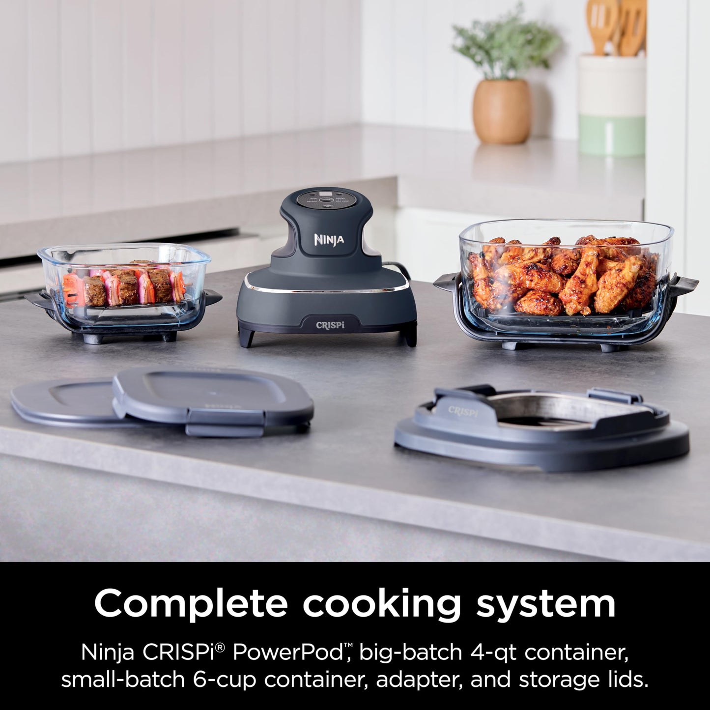 Ninja Crispi 4-in-1 Portable Glass Air Fryer Cooking System, 4-Quart