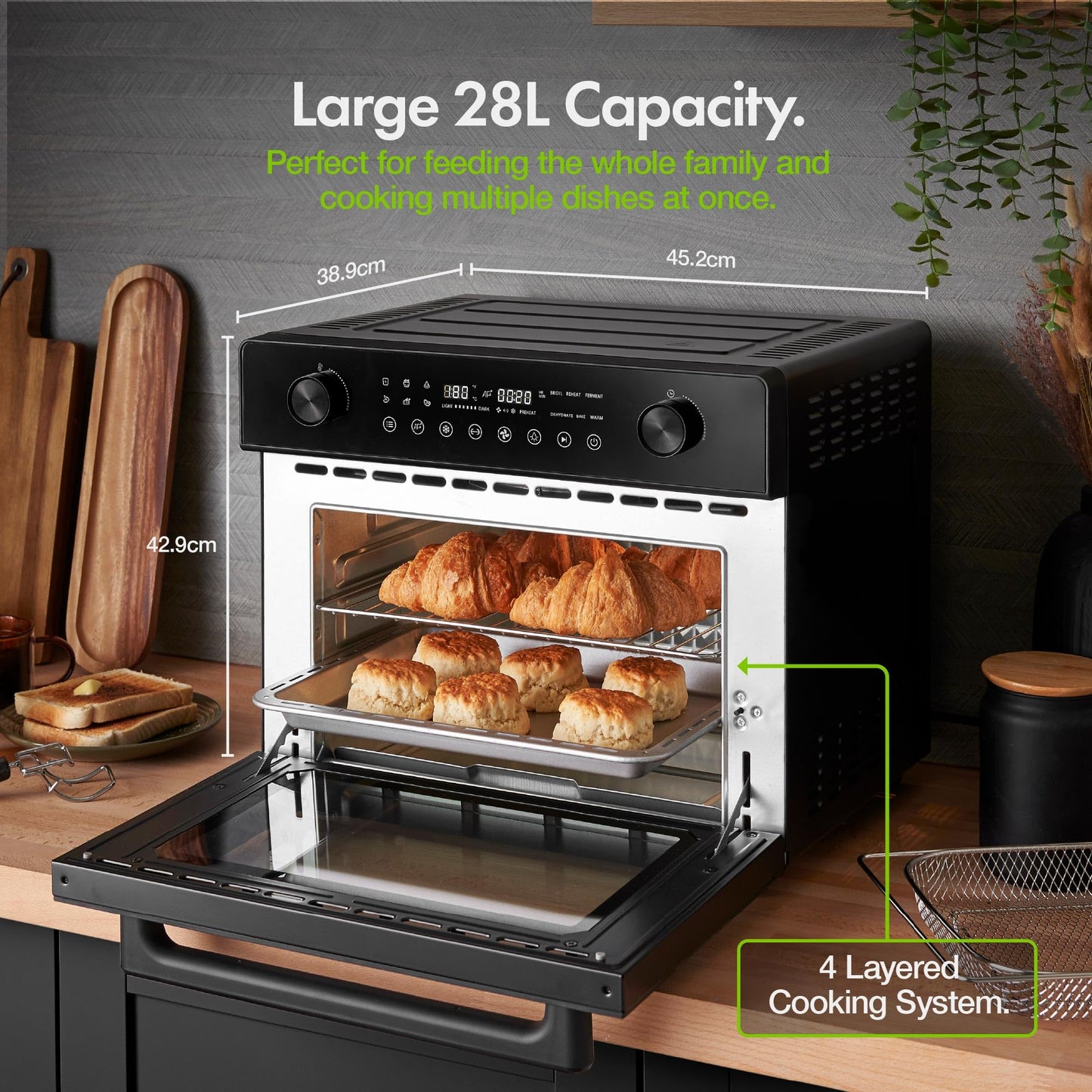 VonShef 28L Air Fryer Oven – Digital Countertop Convection with Rotisserie