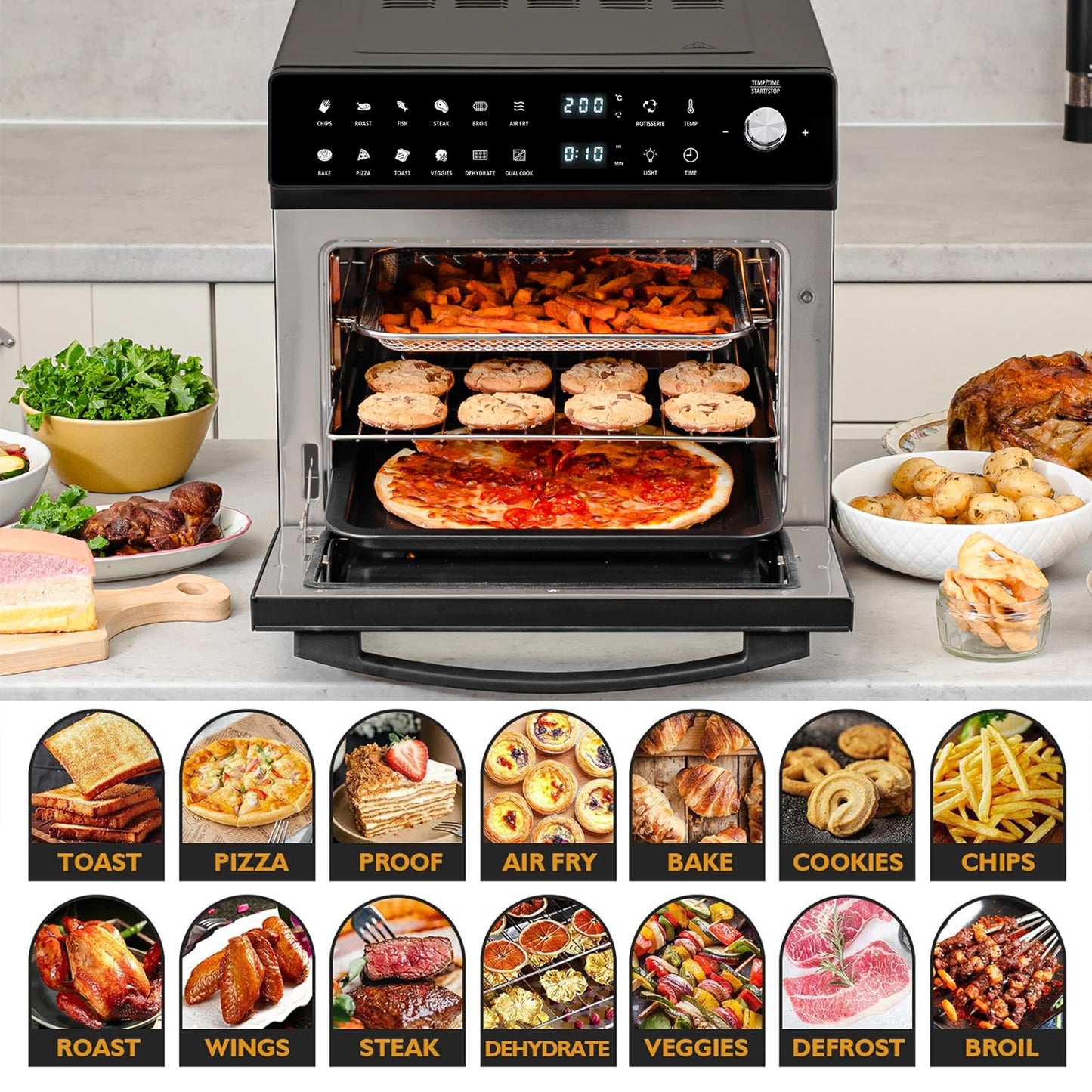 Innoteck 26L Air Fryer Oven – Stainless Steel, Rotisserie, Dual Cook, 11 Modes