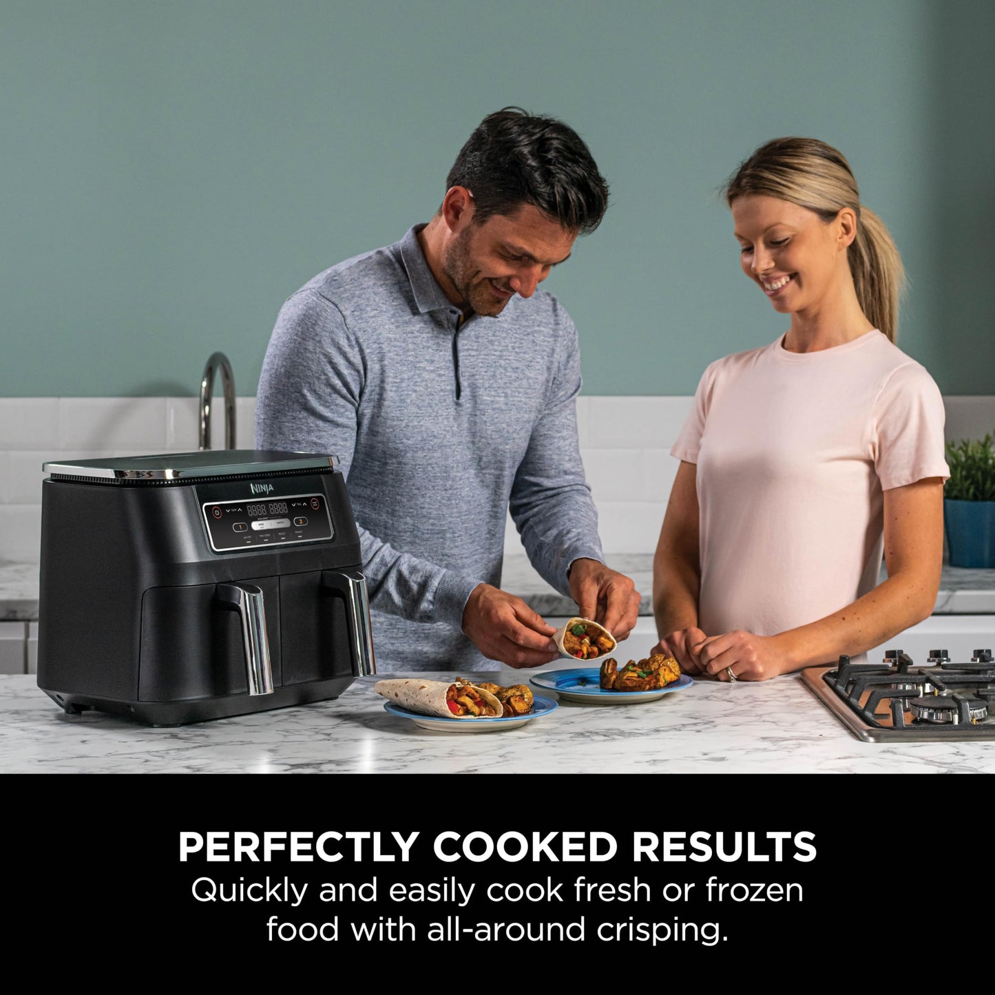 Ninja Foodi Dual Zone Air Fryer – 7.6L, 2 Drawers, 4-in-1 Functions, Black
