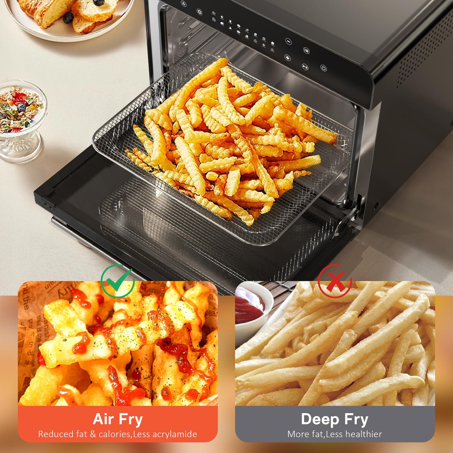 Karinear 36L Air Fryer Oven – Large Capacity, Stainless Steel, Full Accessory Set