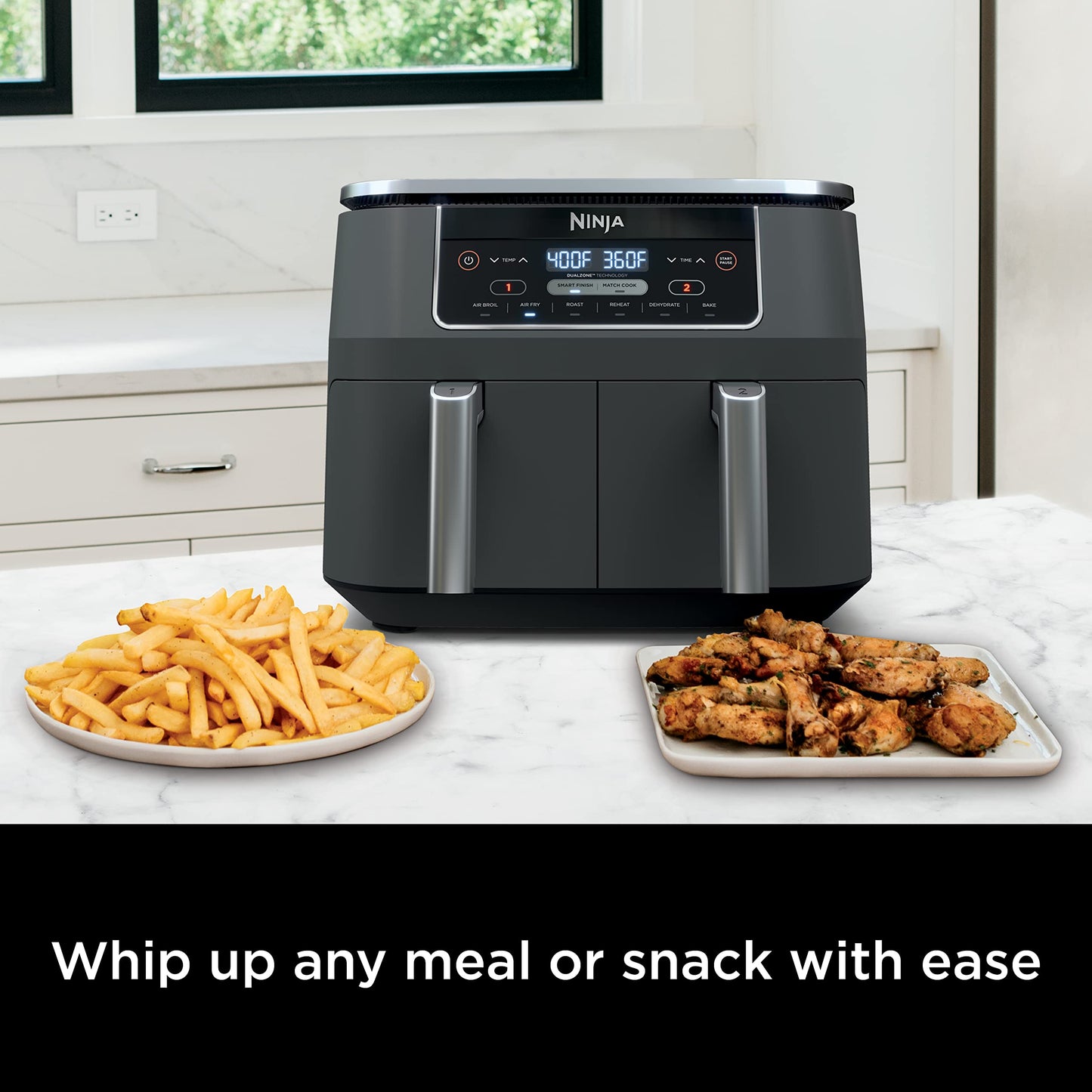 Ninja Foodi DualZone 2-Basket Air Fryer, 8-Quart XL Capacity, 6-in-1 Functions