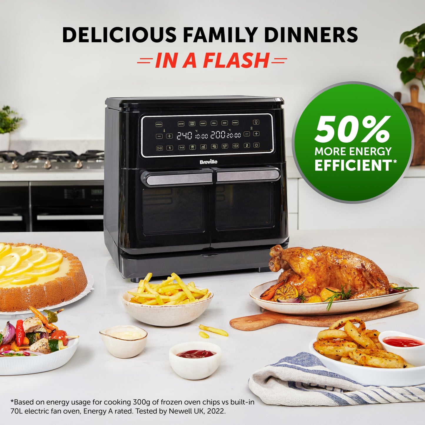 Breville Halo Flexi 11L Digital Dual Air Fryer Oven – Multi-Function, Black