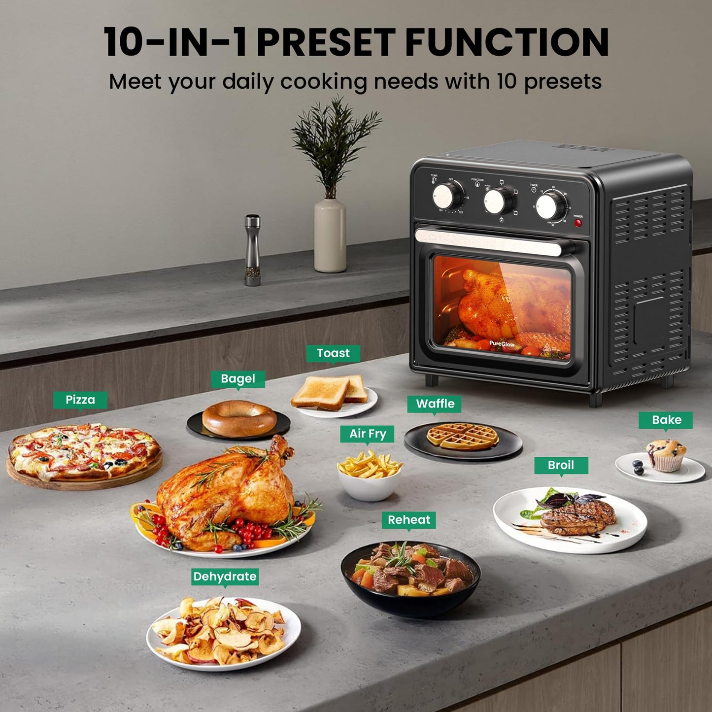 20L Air Fryer Oven with Rotisserie – 6-in-1 Countertop Convection Oven