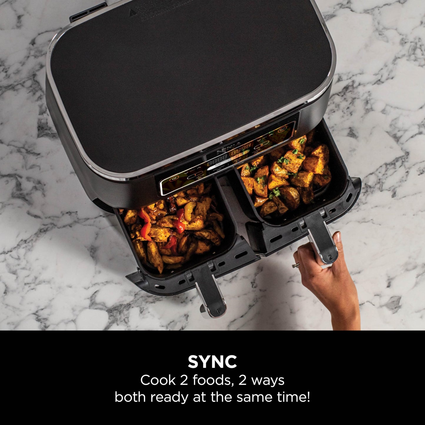 Ninja Foodi Dual Zone Air Fryer – 7.6L, 2 Drawers, 4-in-1 Functions, Black