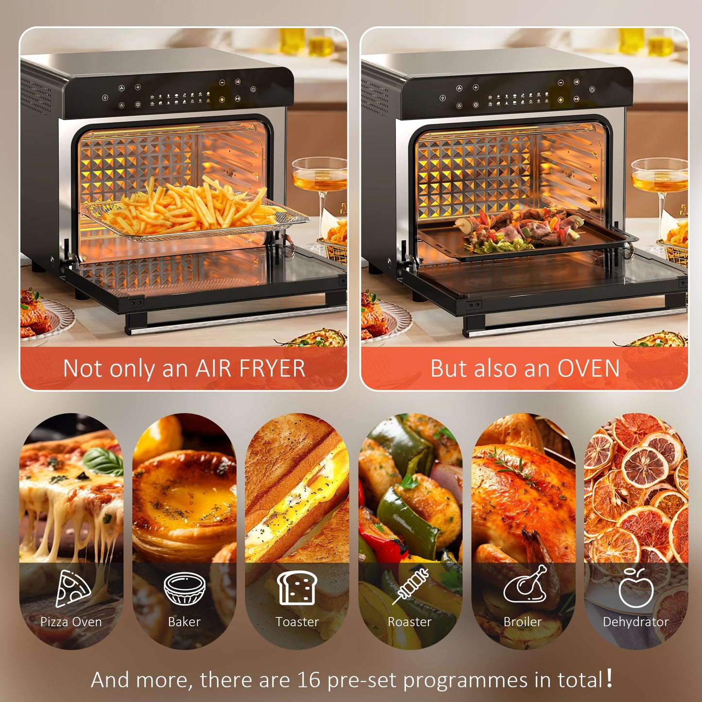 Karinear 36L Air Fryer Oven – Large Capacity, Stainless Steel, Full Accessory Set
