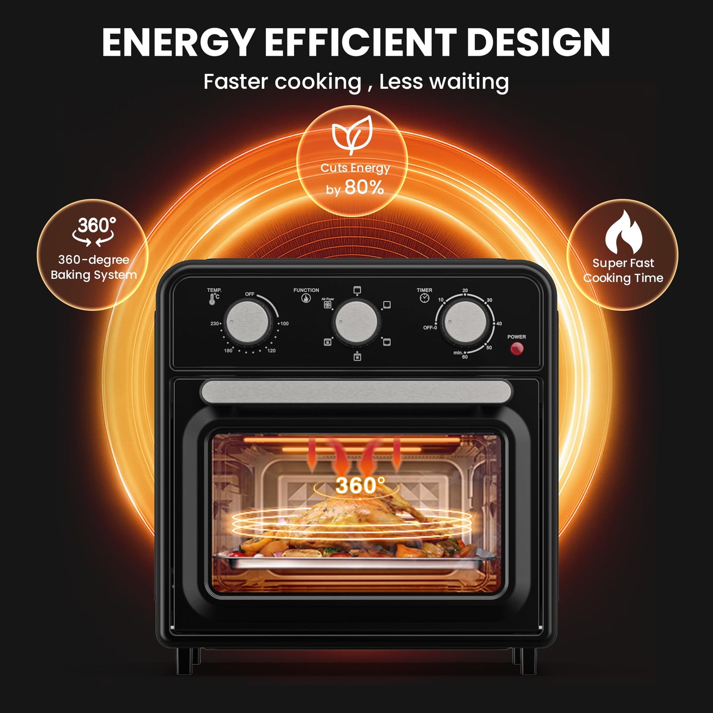 20L Air Fryer Oven with Rotisserie – 6-in-1 Countertop Convection Oven