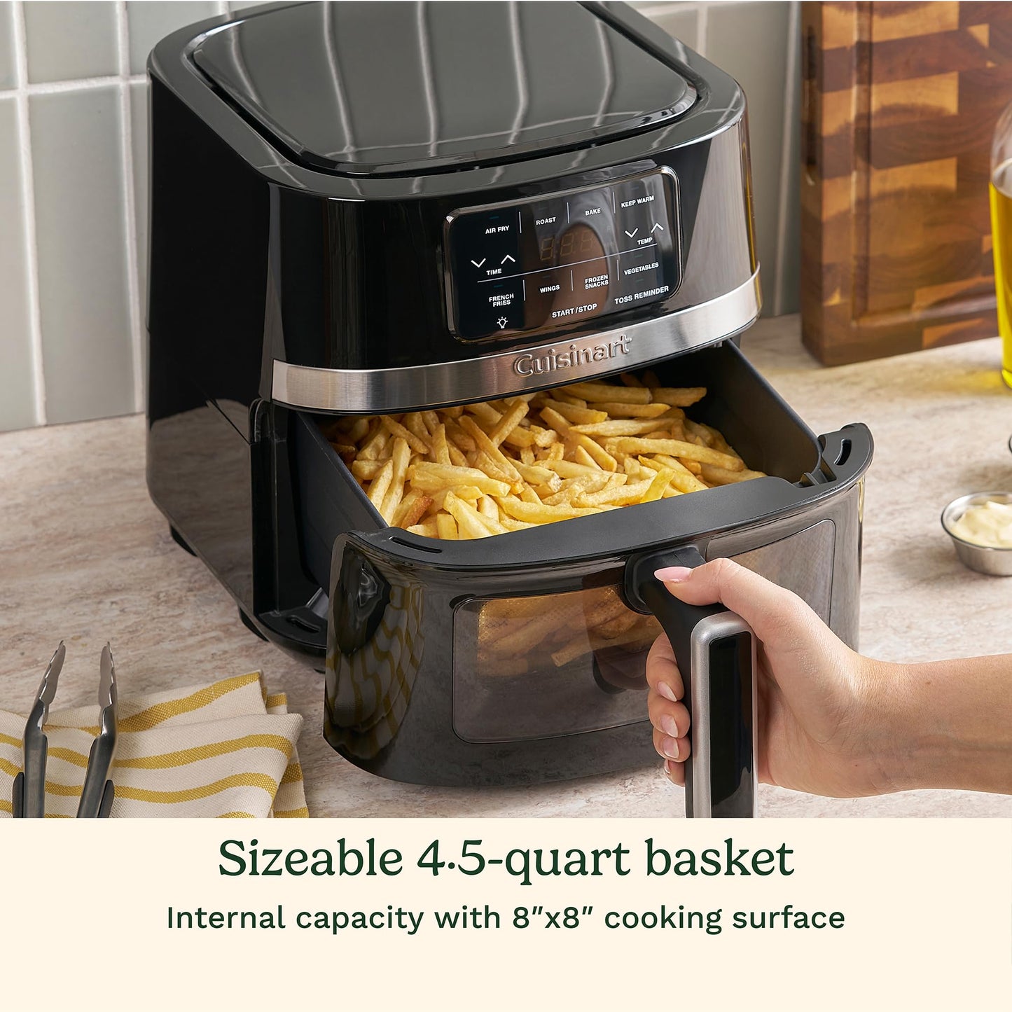 Cuisinart 4.5-Quart Air Fryer, Stainless Steel & Black with 4 Cooking Functions