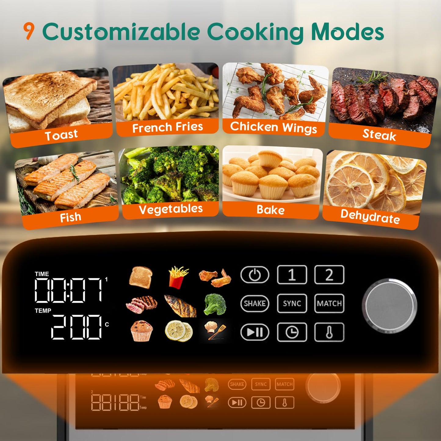 BiutiViita 10L Dual Basket Air Fryer – 2 Drawers, 9-in-1 Modes, Family Size