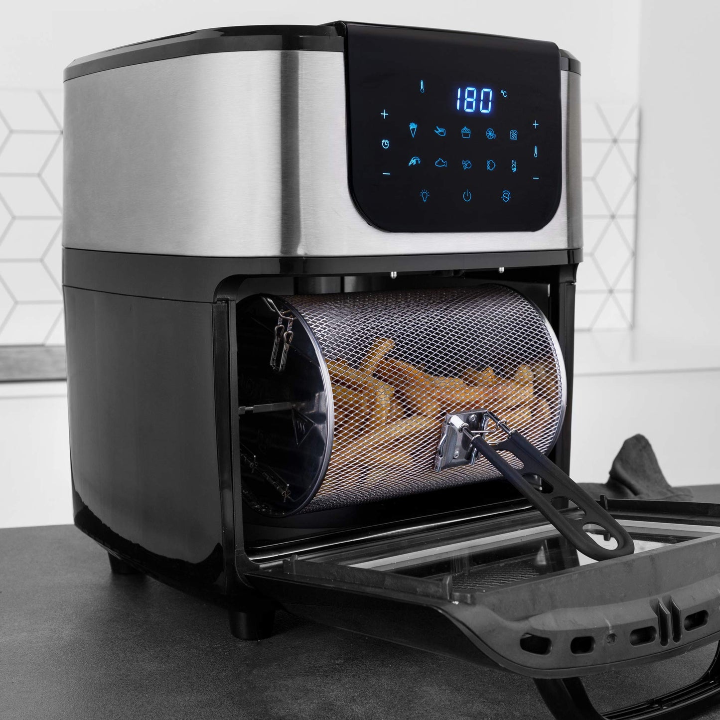 Princess 2-in-1 Air Fryer Oven DeLuxe 11L – Rotating Basket & Spit, 10 Programs