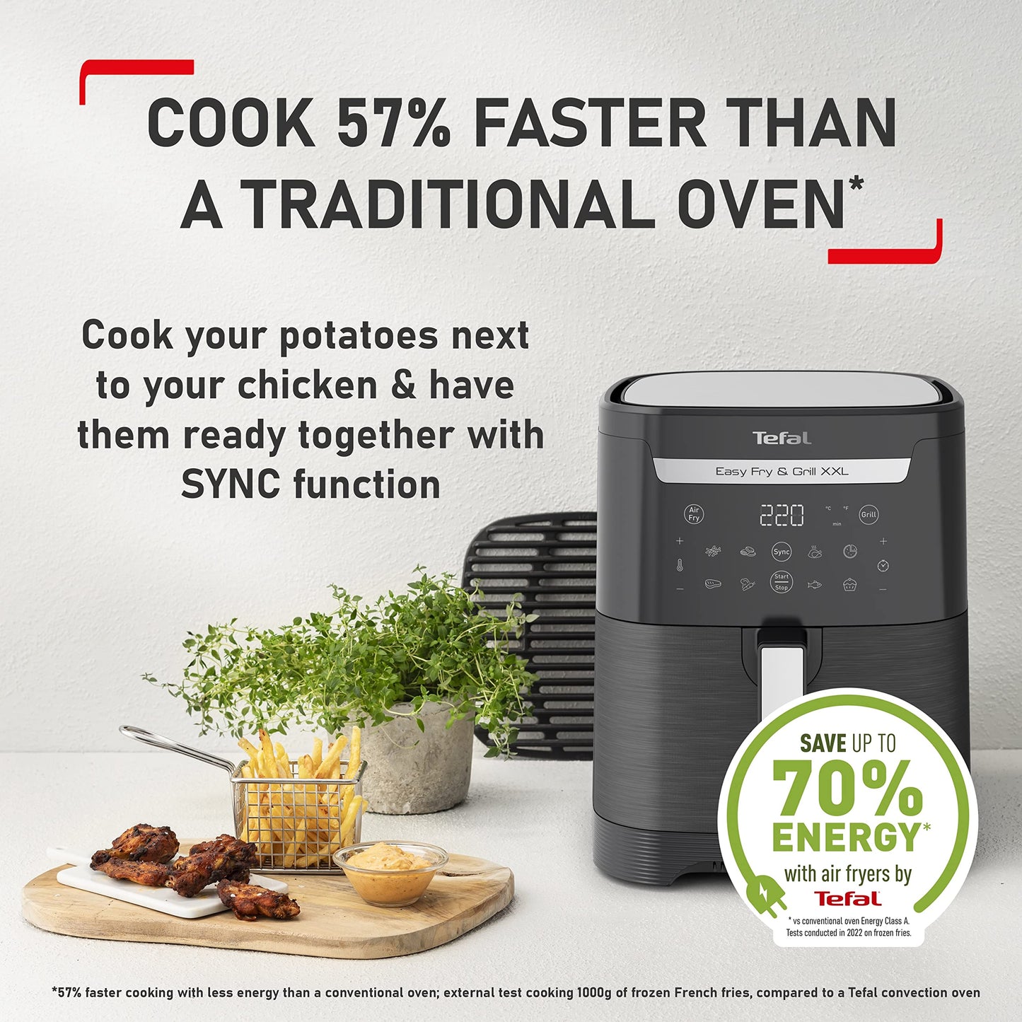 Tefal Easy Fry XXL 2-in-1 Air Fryer & Grill – 6.5L Capacity, 8 Programs, Black