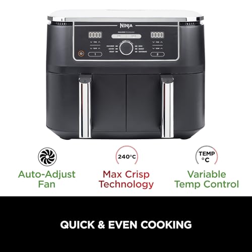 Ninja Foodi MAX Dual Zone Air Fryer – 9.5L, 2 Drawers, 6-in-1 Cooking, Black