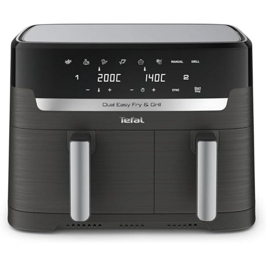 Tefal Easy Fry Dual Zone Air Fryer – 8.3L, 2 Drawers, 8-in-1 Functions, Grey