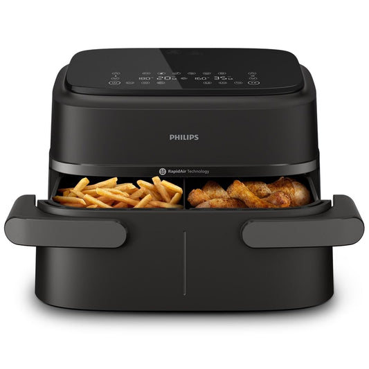 Philips Dual Basket Airfryer 1000 Series – 7.1L, 10 Functions, RapidAir, Black